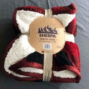 Red Plaid Sherpa Throw Blanket